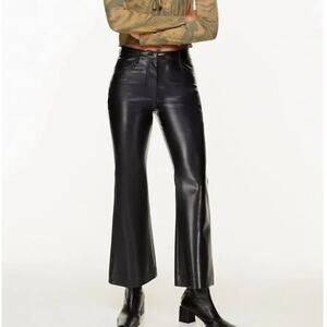 NWT Wilfred Black High-waisted Vegan Leather Melina Kick Flare Pants Size 2